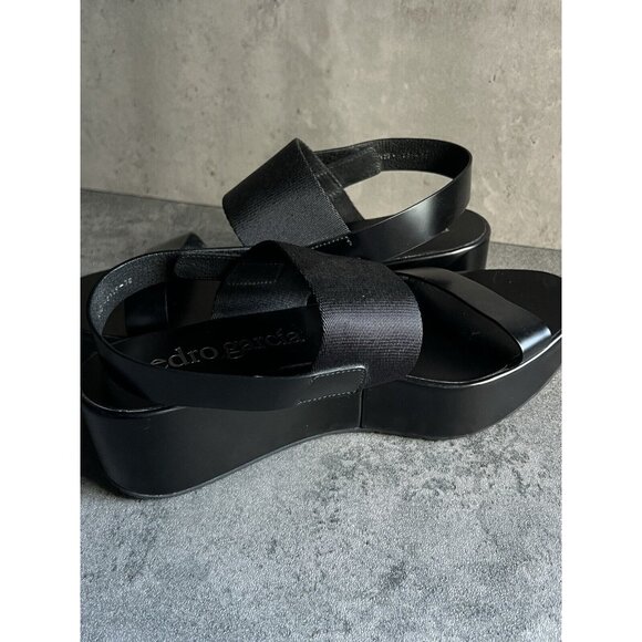 PEDRO GARCIA Black Pebbled Leather Ankle Strappy Sandals Heel EUR 38 US 7.5 - Picture 9 of 9